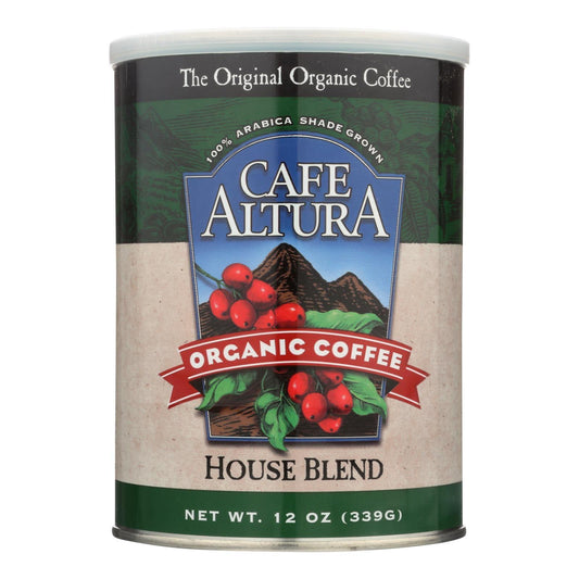 Cafe Altura - Organic Ground Coffee - House Blend - Case of 6 - 12 oz.