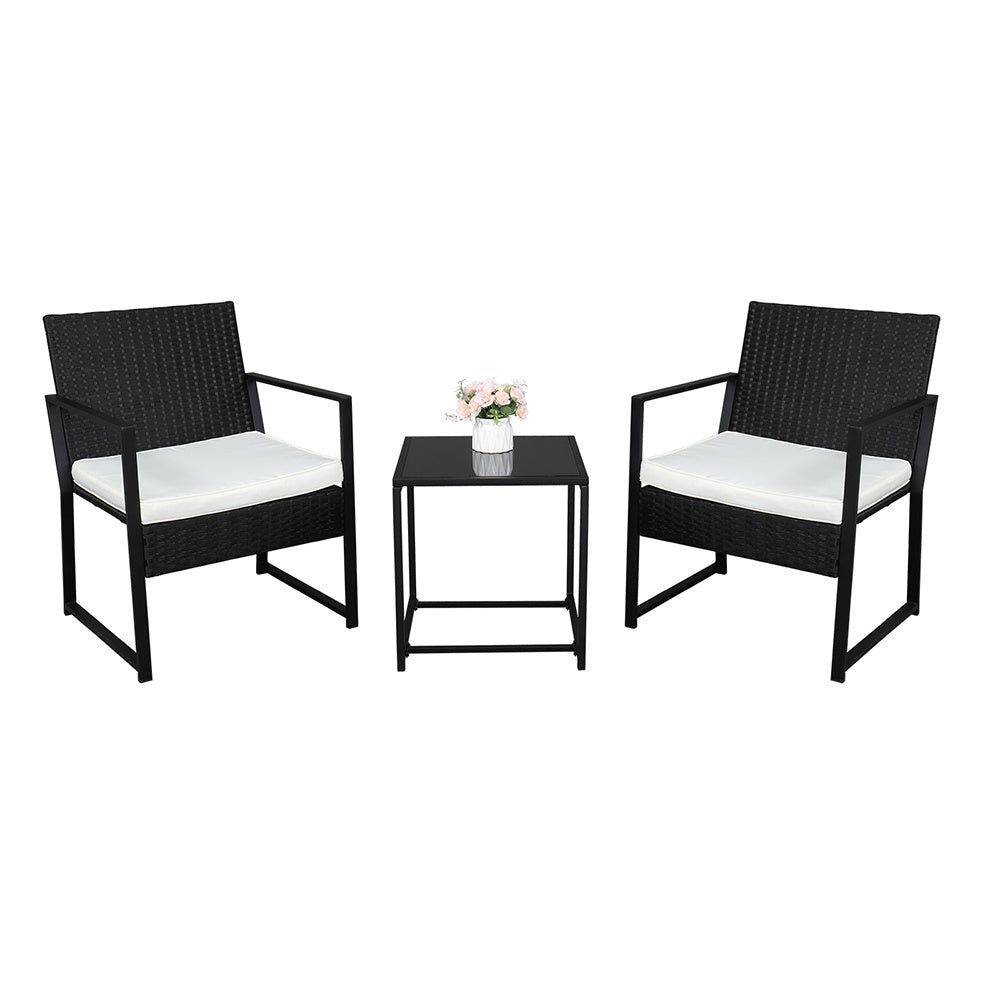 3 Pieces Outdoor Wicker Patio Furniture Set w/ Coffee Table