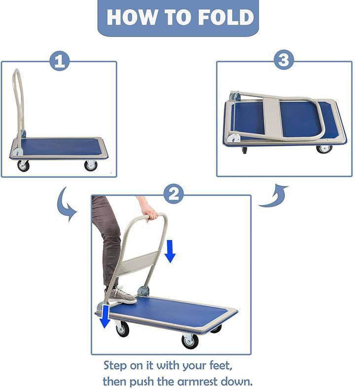 Heavy Duty Flatbed Dolly Cart, 660 lbs. Capacity