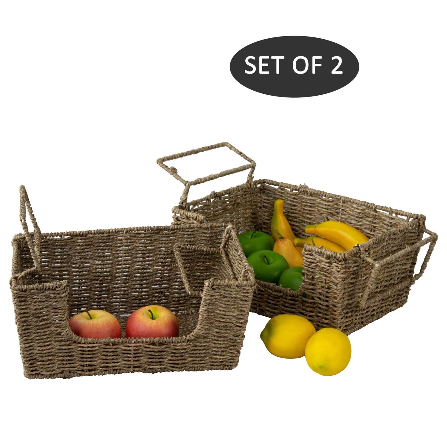 Storage Basket Bins (Set 2) | Food Fruit Organizers w/ Handles