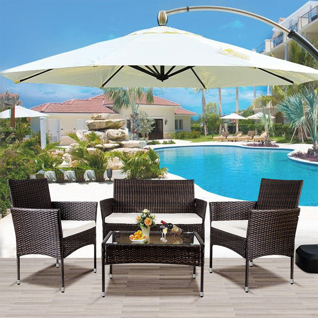 4 PCS Outdoor Garden Rattan Patio Furniture Set