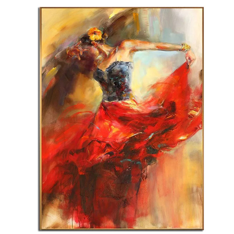 Ha's Art 100% Hand Painted Abstract Oil Painting Wall Art Modern Beautiful Dancing Girl Picture