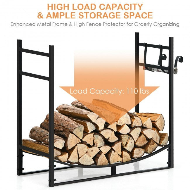 33 Inch Firewood Rack w/Removable Kindling Holder