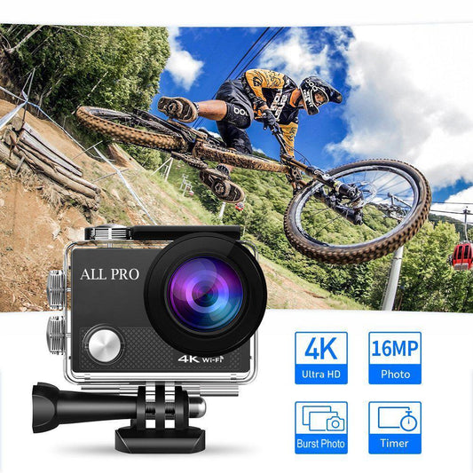 4K Action Pro Waterproof All Digital UHD WiFi Camera + Remote And Accessories