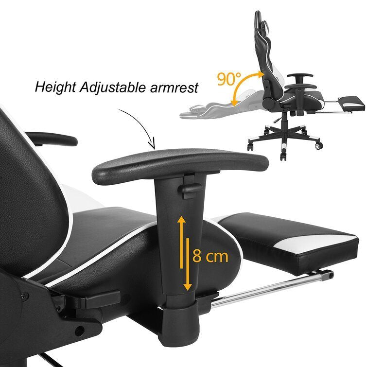 Gaming Chair Reclining Swivel With Lumbar Support & Butterfly Seat Plate