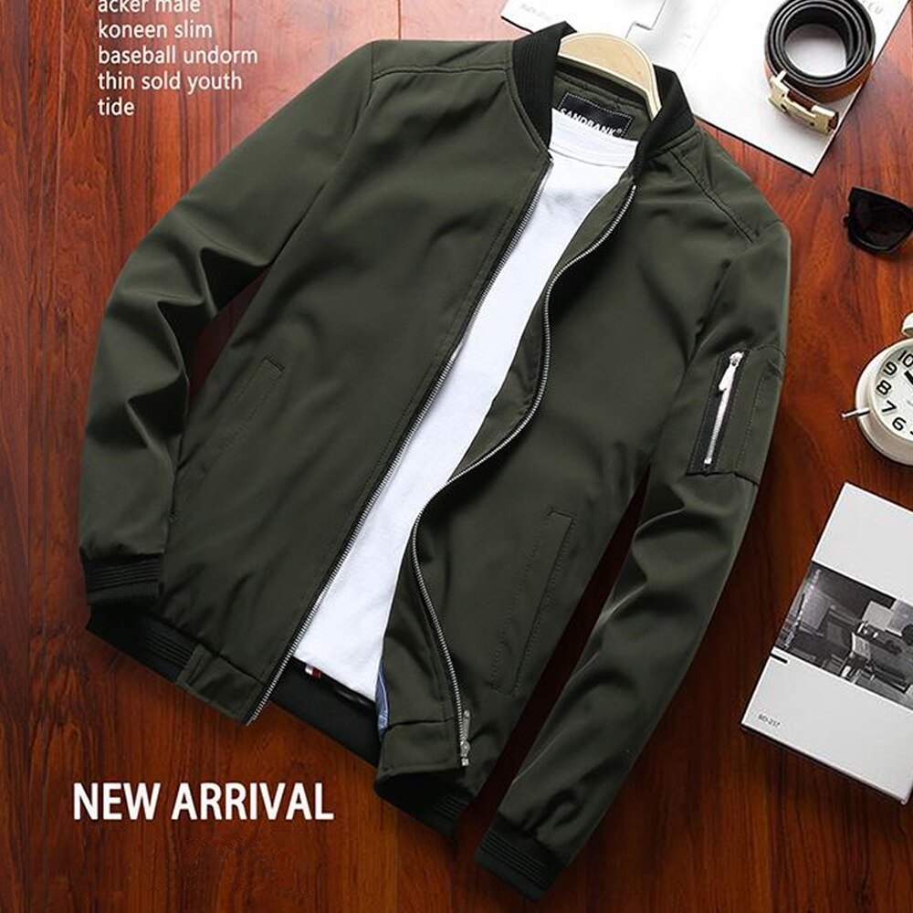 New Fashion High Quality Men's Jacket Solid Zipper Loose Casual Coat Warm Outwear