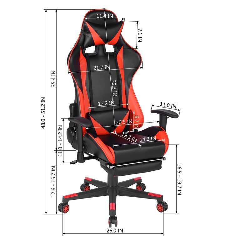 Gaming Chair Reclining Swivel With Lumbar Support & Butterfly Seat Plate