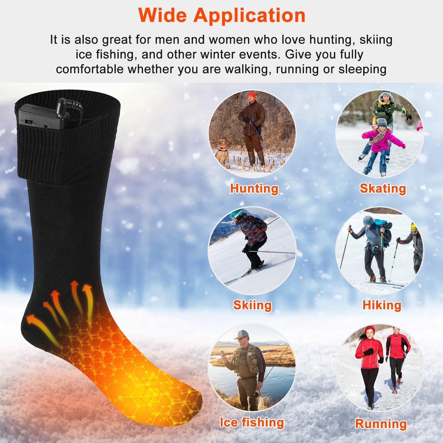 Unisex Electric Heated Socks w/ Rechargeable Battery