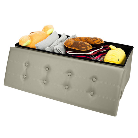 43 In. Faux Leather Folding Storage Ottoman