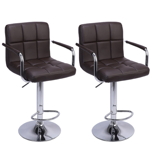 Bar Stools Set of 2 Leather/360° Swivel Adjustable Bar Stools