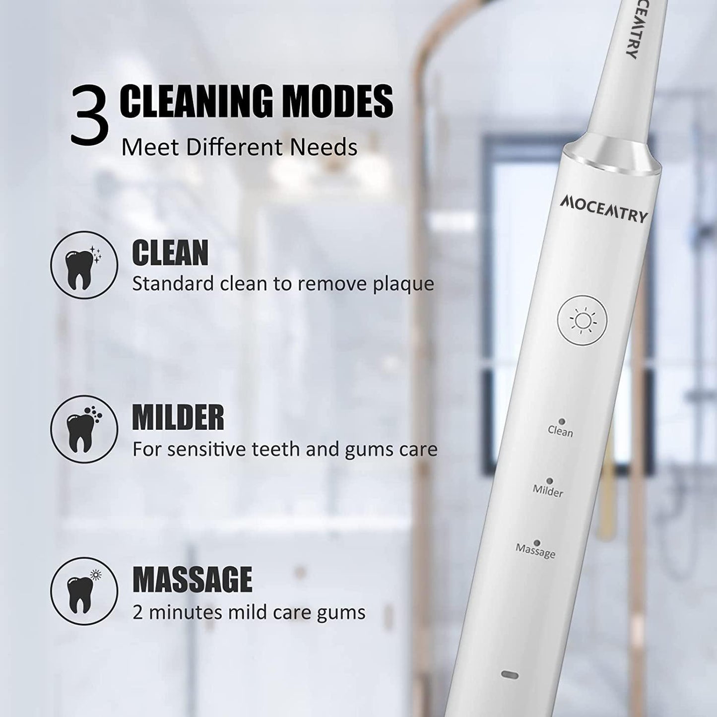 ZJ288-MOCEMTRY Waterproof Electric Toothbrush (White)