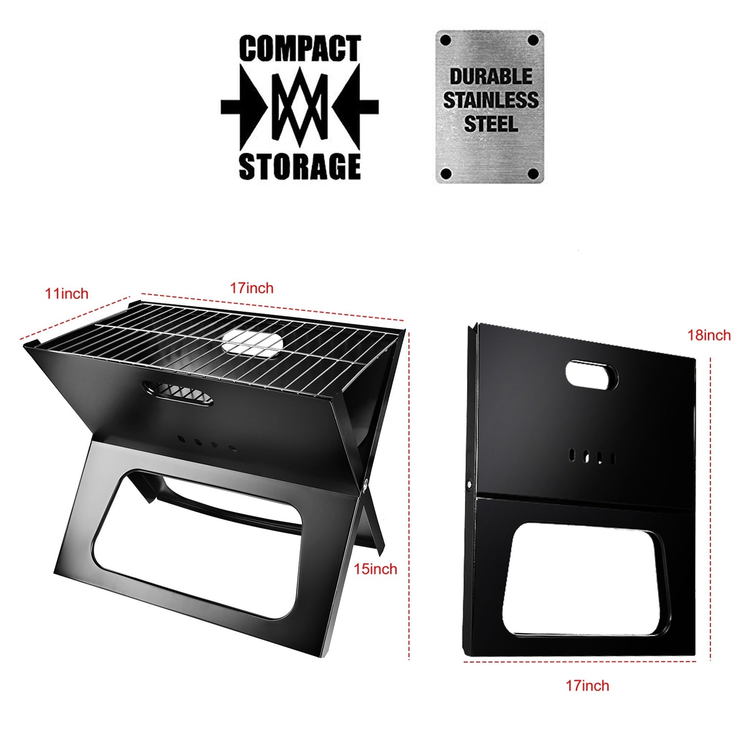 Foldable BBQ Barbecue Charcoal Grill  (for Home and Travel)