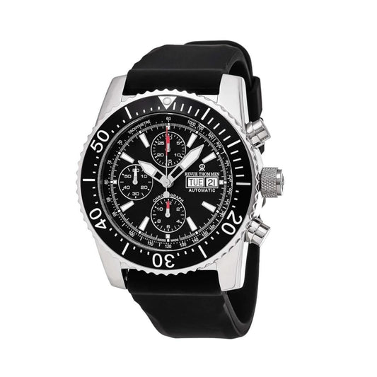 Revue Thommen Airspeed Black Dial Black Rubber Chronograph Watch