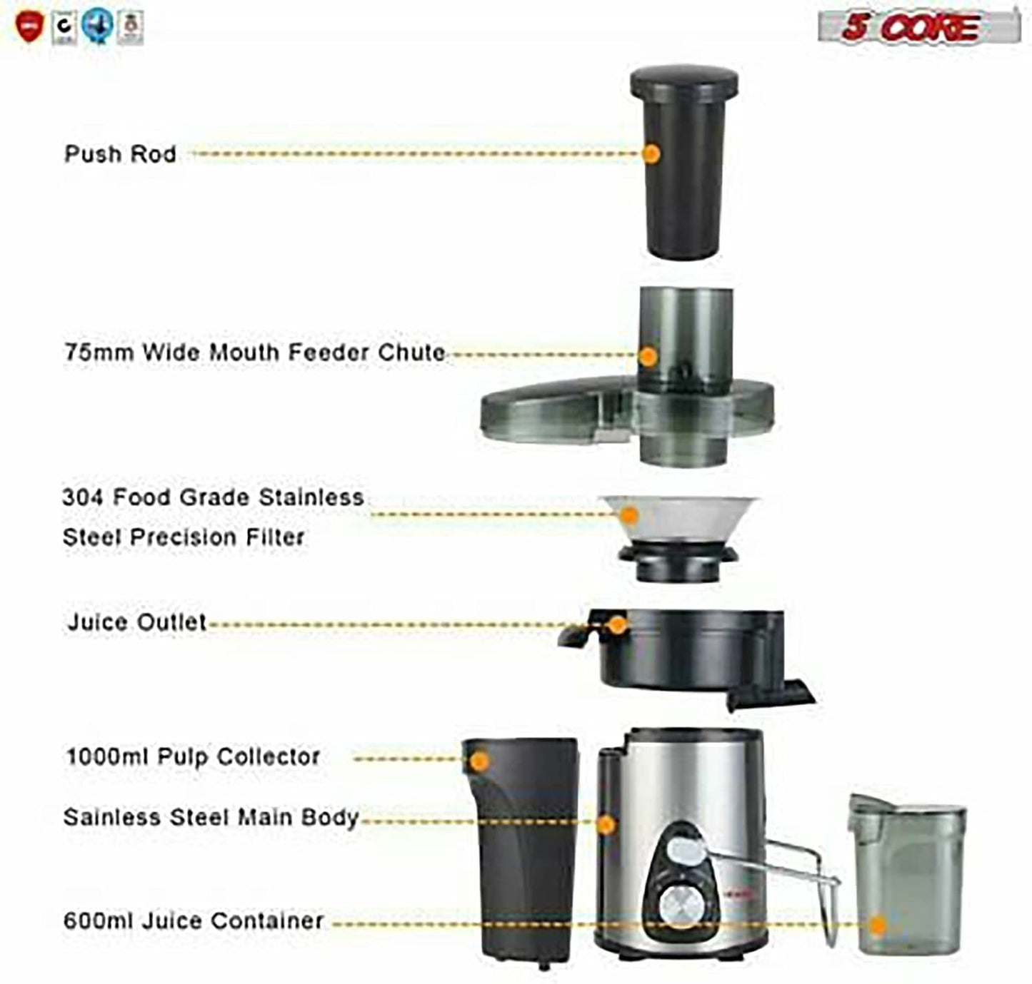 Electric Easy Clean Fruit Centrifugal Juice Extractor