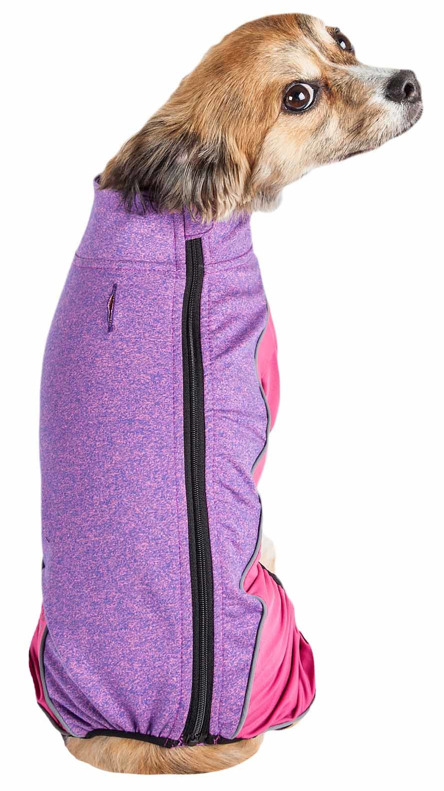 Pet Life Active 'Chase Pacer' Heathered Performance 4-Way Stretch Two-Toned Full Body Warm Up