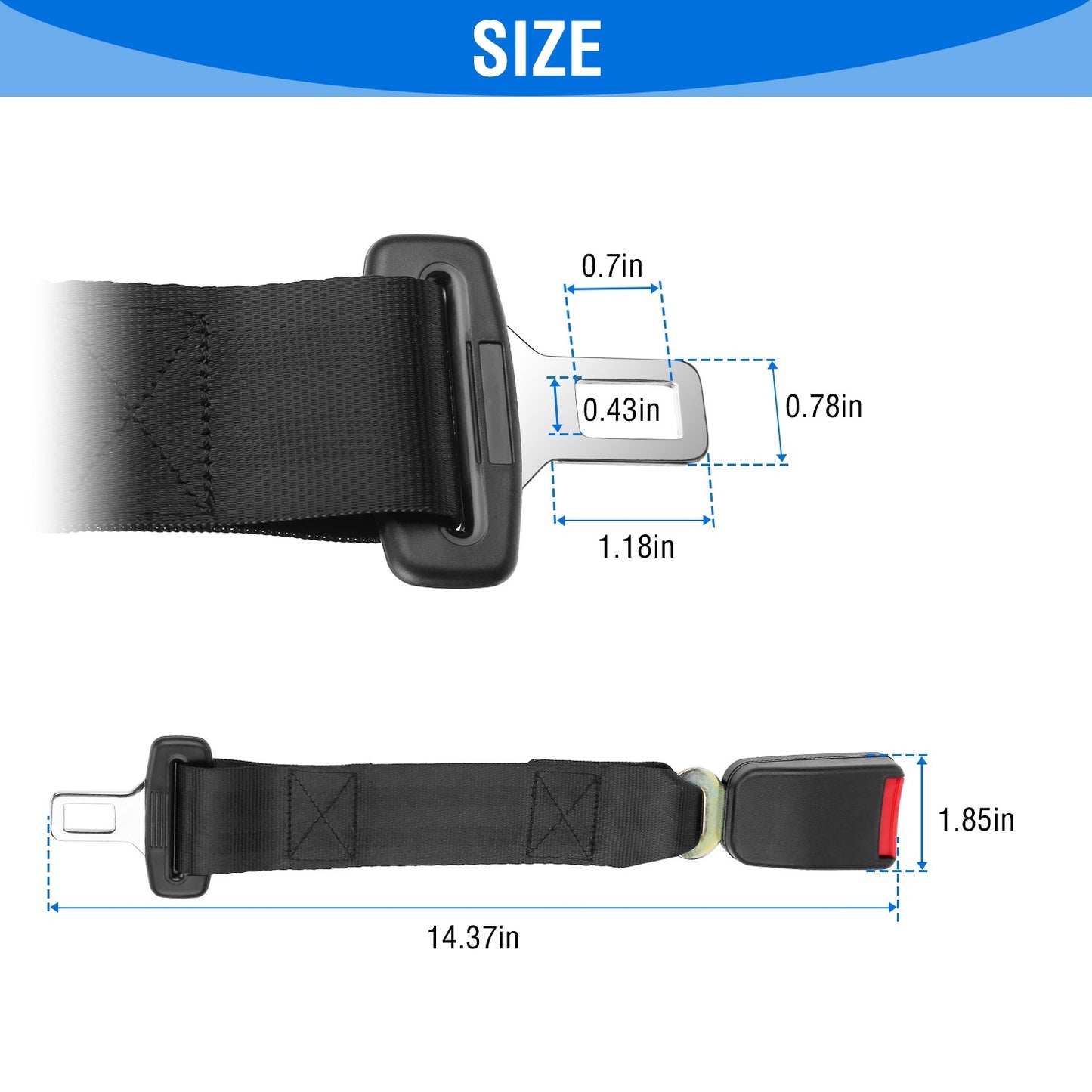 2Pcs Car Seat Belt Extender (14.37in)