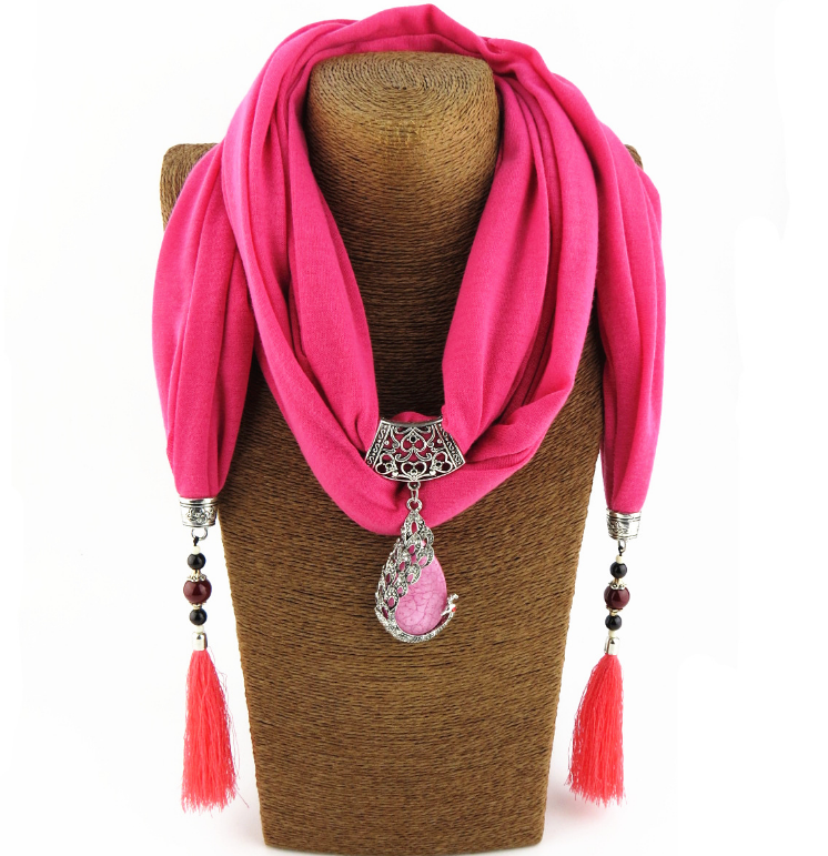 Tassel Peacock Pendant Shawl Scarf