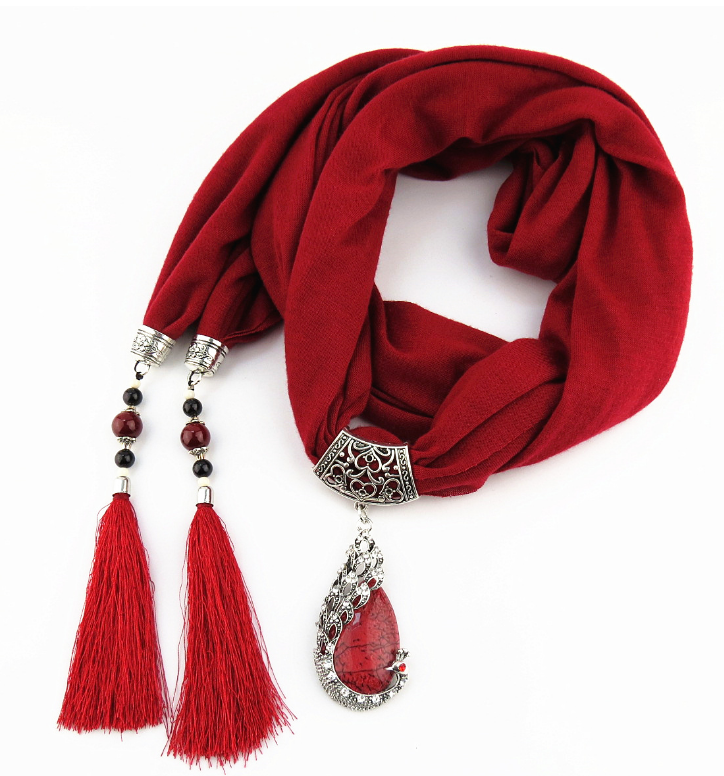 Tassel Peacock Pendant Shawl Scarf