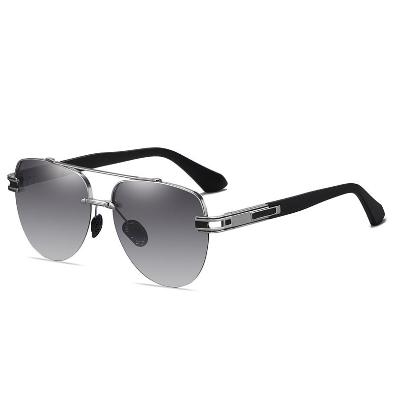 Polarized Men's Large Frame Frameless Sunglasses