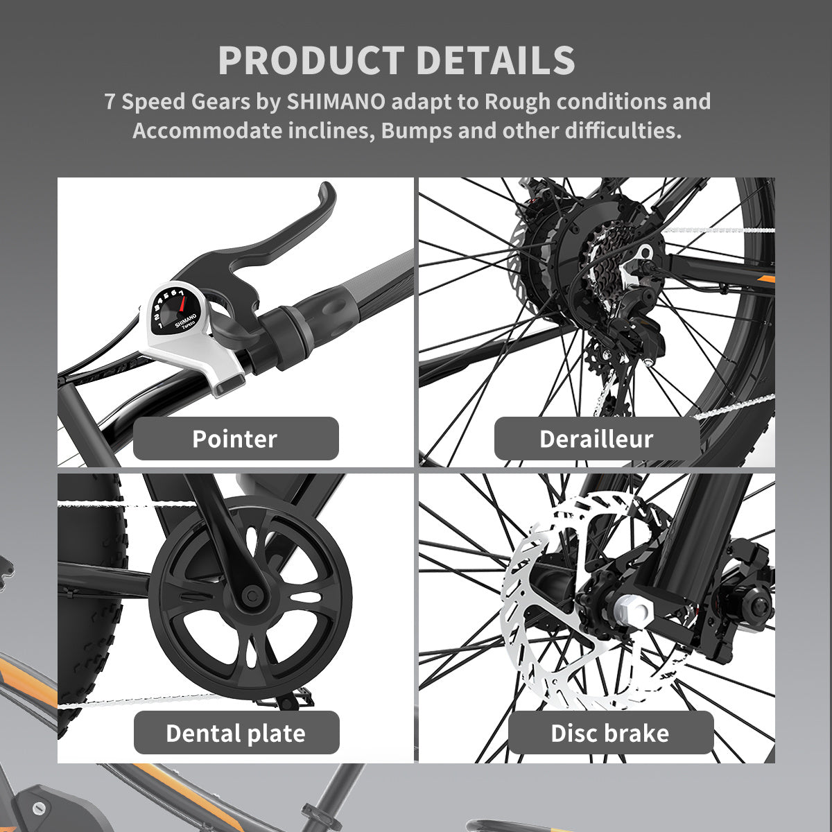 AOSTIRMOTOR 26" 750W Electric Bike Fat Tire P7 48V 13AH Removable Lithium Battery for Adults