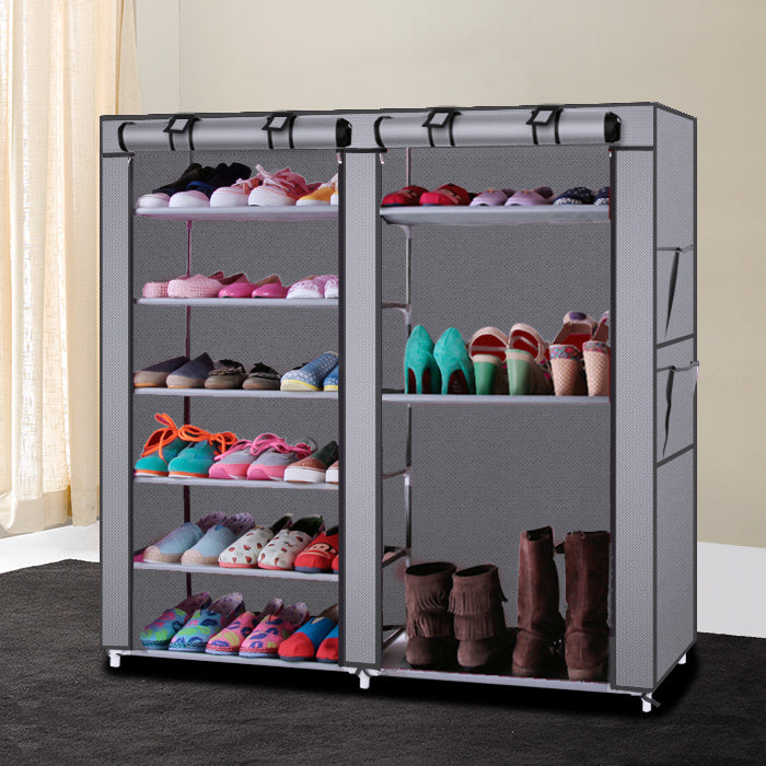 Portable Shoe Rack with Non-Woven Fabric-6-Row, 2-Column, 12 Lattices