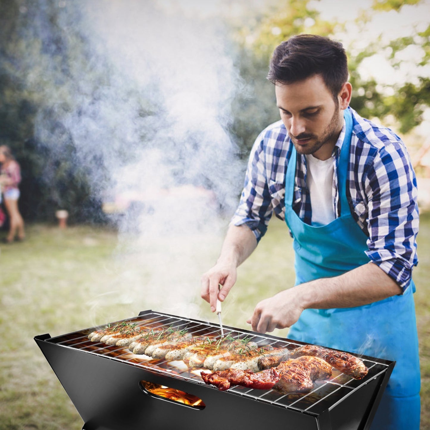 Foldable BBQ Barbecue Charcoal Grill  (for Home and Travel)