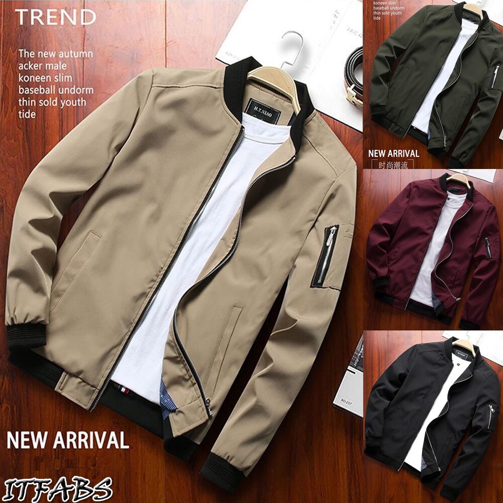 New Fashion High Quality Men's Jacket Solid Zipper Loose Casual Coat Warm Outwear