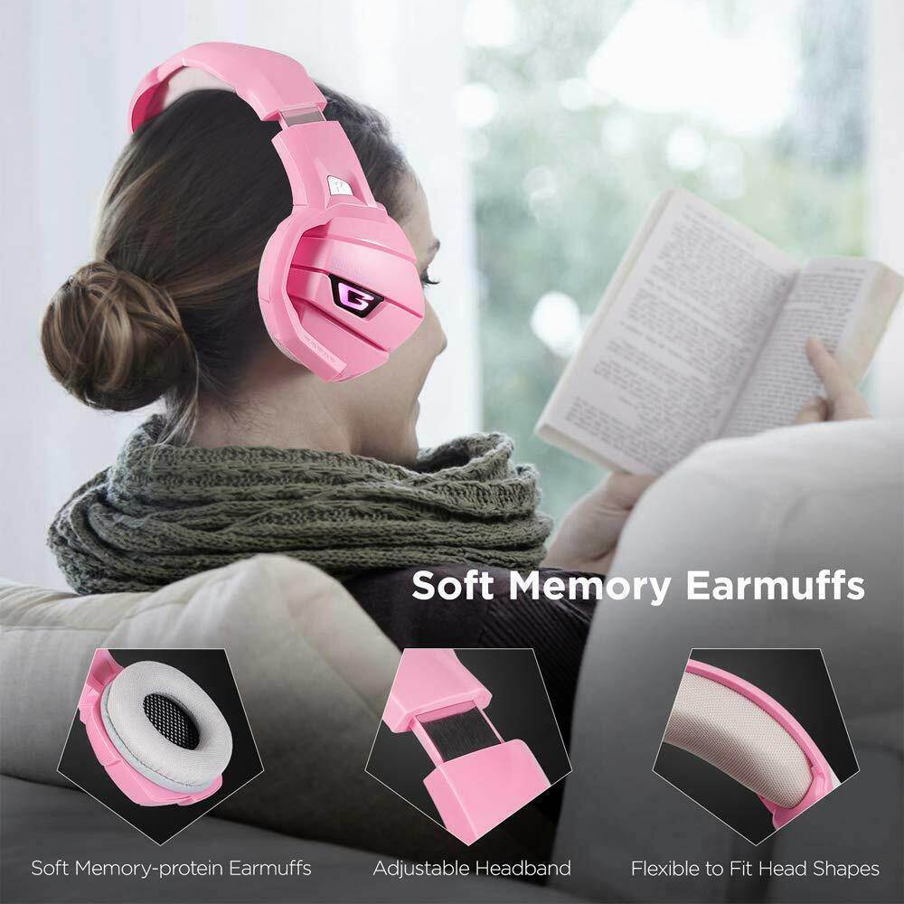 K5 Pink Gaming Headset for PS4 Xbox One PC Laptop with Noise Cancelling Mic