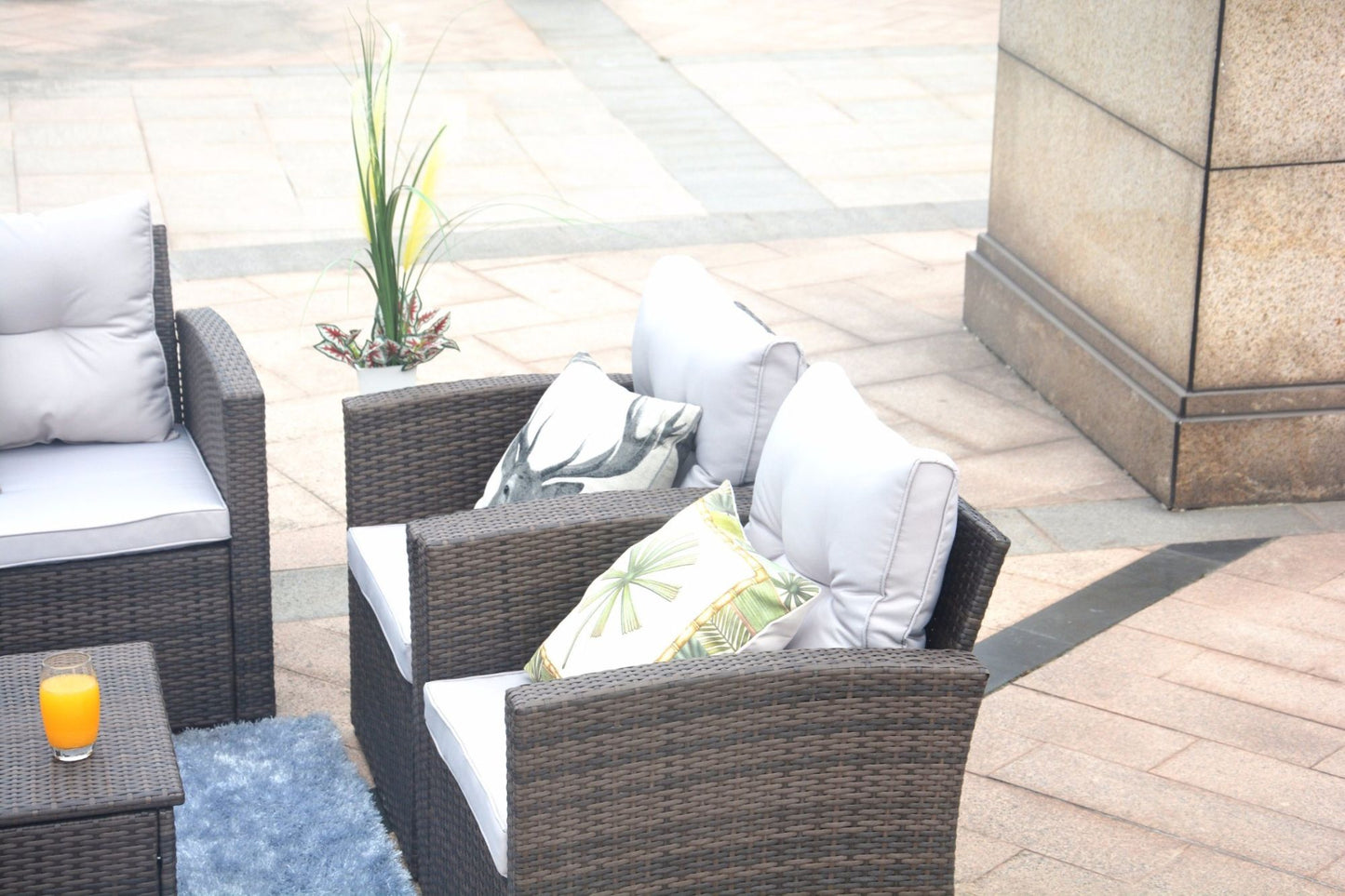 6PCS Reconfigurable Stylish Patio Sofa Set  With Seat Cushion