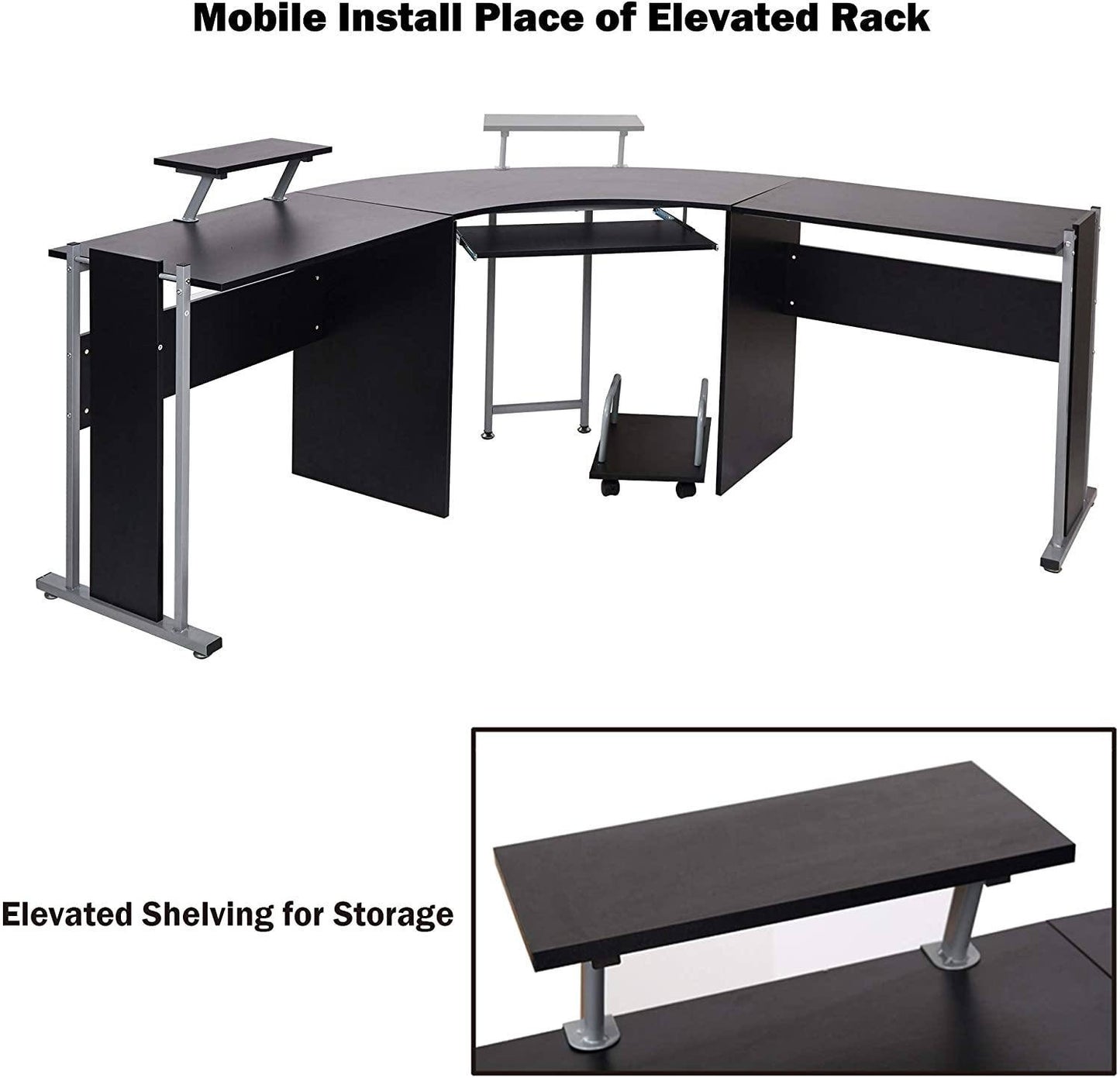 71" L-Shaped Gaming Desk -Wide Wood Curved Corner Workstation