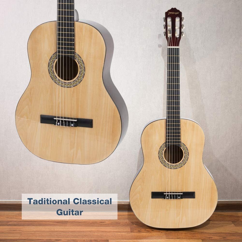 39 in. Classical Guitar for Beginners w/ Gig Bag, Strap, Picks (3 in 1)