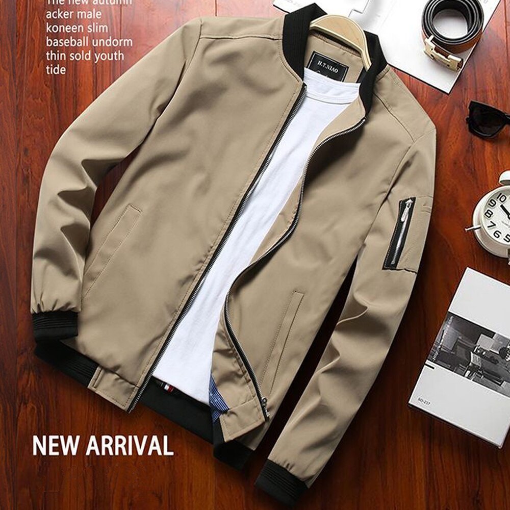 New Fashion High Quality Men's Jacket Solid Zipper Loose Casual Coat Warm Outwear