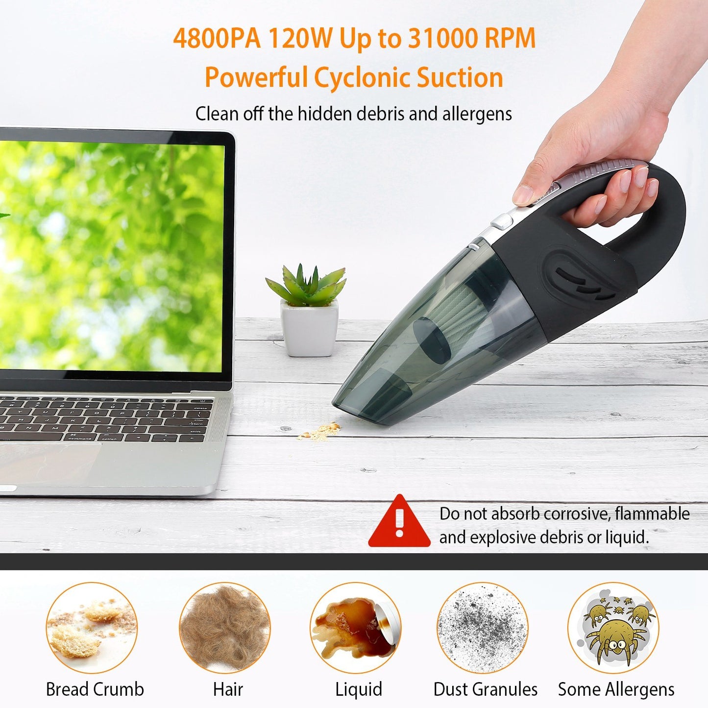 Rechargeable Cordless Handheld Vacuum w/ Strong Suction