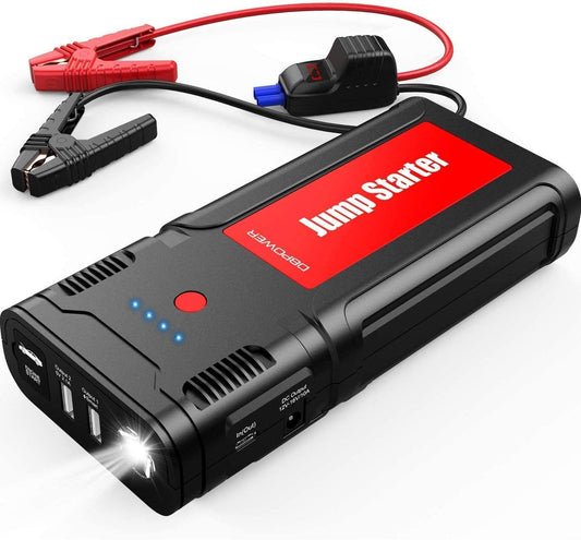 Portable Car Jump Starter- for up to 8.0L Gasoline/6.5L Diesel Engines, Quick Charging