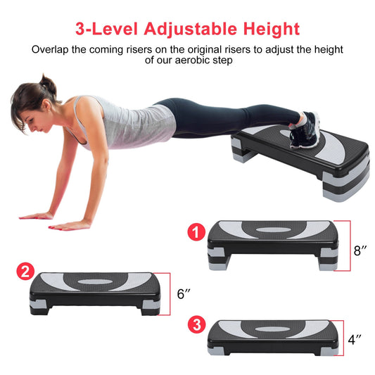 32inch Fitness Aerobic Exercise Step Platform w/ Risers