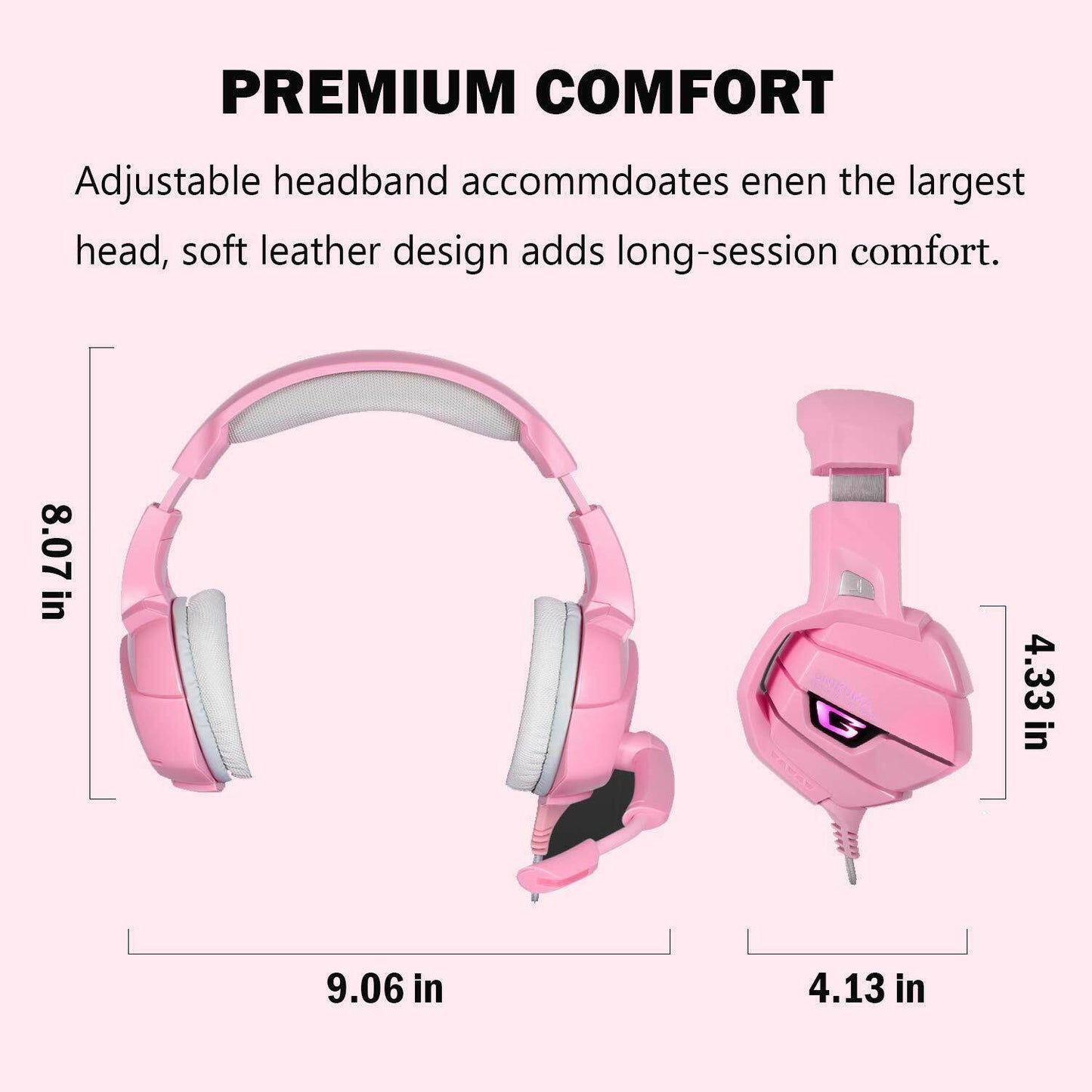 K5 Pink Gaming Headset for PS4 Xbox One PC Laptop with Noise Cancelling Mic