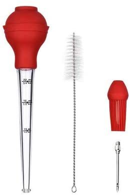 Silicone Cooking Brush Baking Roasting Grilling Baster with Marinade Needles for Turkey, Beef, Pork, Chicken