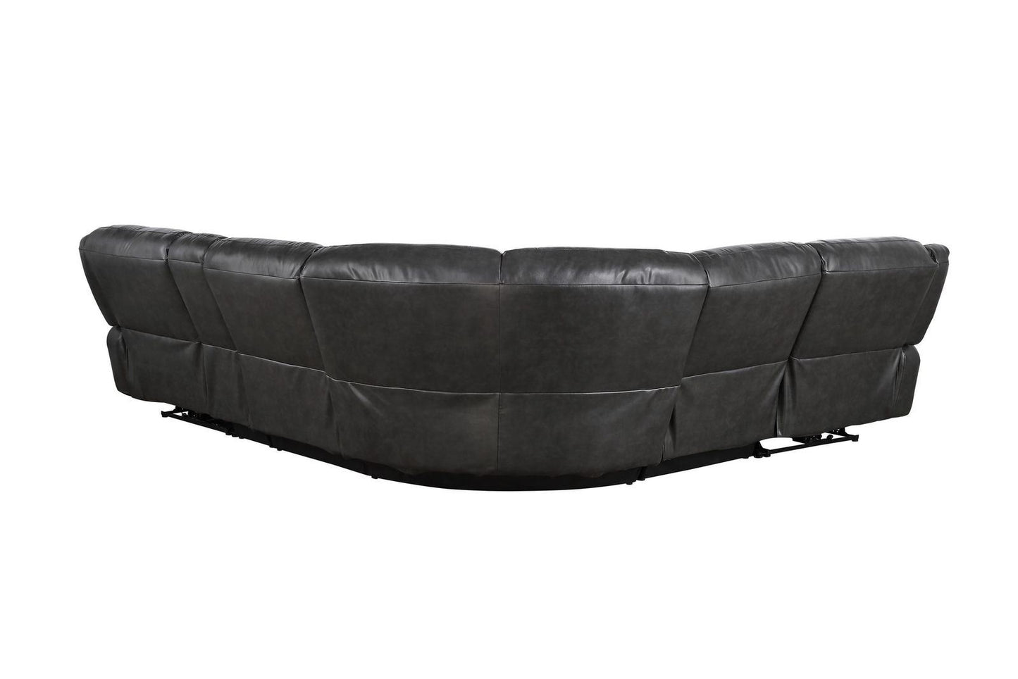 Sectional Sofa (Power Motion), Dark Grey Leather-Aire (6 Seats)