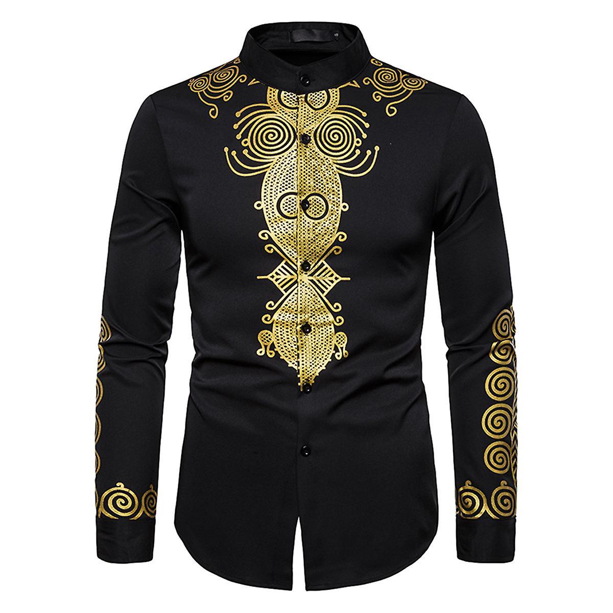 Men's Gilded Patterned Long-sleeve Shirt