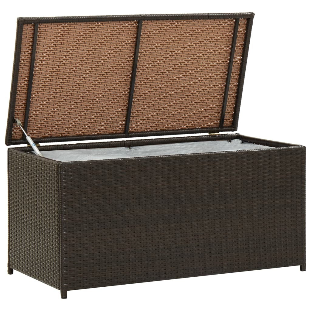 Garden Storage Box Poly Rattan 39.3"x19.6"x19.6" Brown