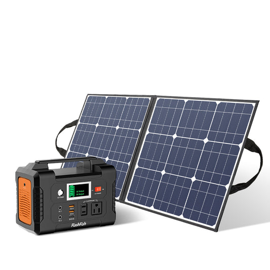 200W Portable FlashFish Power Generator with 50W/18V DC Output Portable Solar Panel,